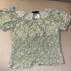 Just Polly light green with flowers crop top